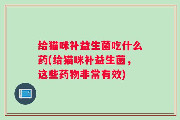 给猫咪补益生菌吃什么药(给猫咪补益生菌,这些药物非常有效) 给猫咪补益生菌吃什么药(给猫咪补益生菌,这些药物非常有效)