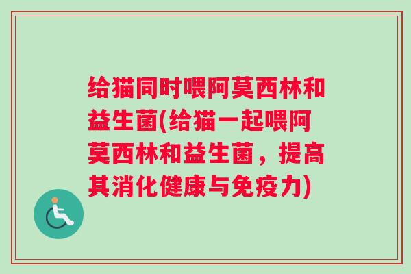 给猫同时喂阿莫西林和益生菌(给猫一起喂阿莫西林和益生菌,提高其消化健康与免疫力) 给猫同时喂阿莫西林和益生菌(给猫一起喂阿莫西林和益生菌,提高其消化健康与免疫力)