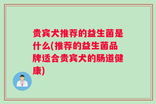 贵宾犬推荐的益生菌是什么(推荐的益生菌品牌适合贵宾犬的肠道健康) 贵宾犬推荐的益生菌是什么(推荐的益生菌品牌适合贵宾犬的肠道健康)