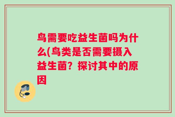 鸟需要吃益生菌吗为什么(鸟类是否需要摄入益生菌？探讨其中的原因