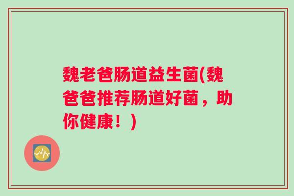 魏老爸肠道益生菌(魏爸爸推荐肠道好菌，助你健康！)