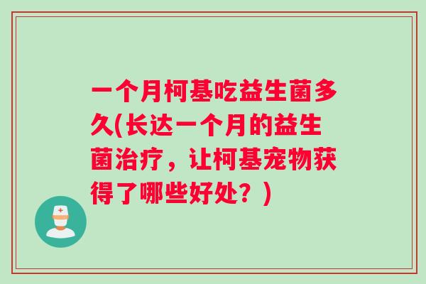 一个月柯基吃益生菌多久(长达一个月的益生菌治疗，让柯基宠物获得了哪些好处？)