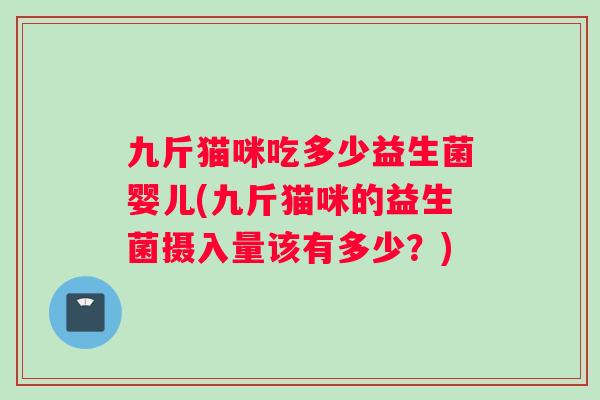 九斤猫咪吃多少益生菌婴儿(九斤猫咪的益生菌摄入量该有多少？)