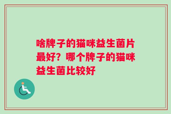 啥牌子的猫咪益生菌片最好？哪个牌子的猫咪益生菌比较好