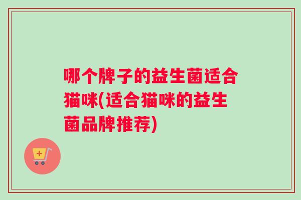 哪个牌子的益生菌适合猫咪(适合猫咪的益生菌品牌推荐)