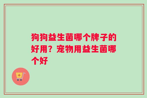 狗狗益生菌哪个牌子的好用？宠物用益生菌哪个好
