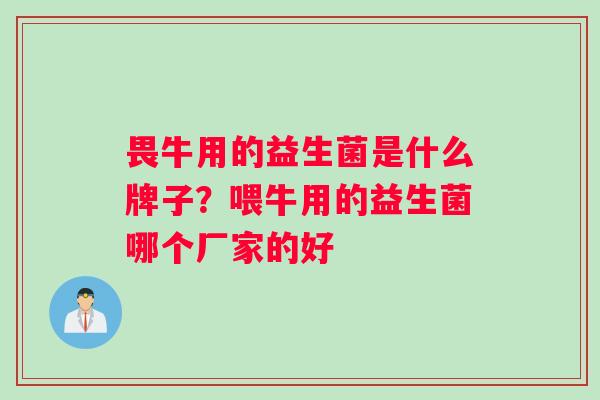 畏牛用的益生菌是什么牌子？喂牛用的益生菌哪个厂家的好