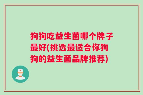 狗狗吃益生菌哪个牌子好(挑选适合你狗狗的益生菌品牌推荐)