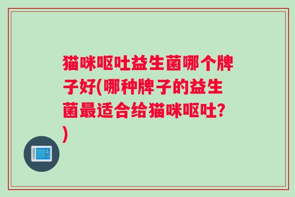 猫咪益生菌哪个牌子好(哪种牌子的益生菌适合给猫咪？)
