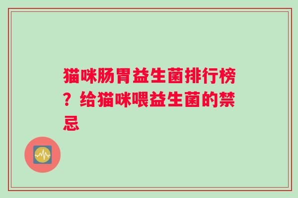 猫咪肠胃益生菌排行榜？给猫咪喂益生菌的禁忌