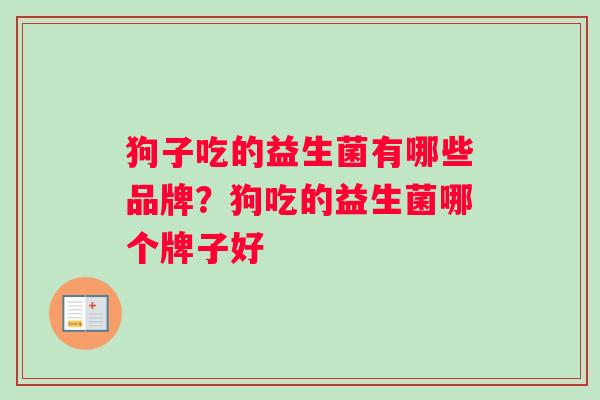 狗子吃的益生菌有哪些品牌?狗吃的益生菌哪个牌子好 狗子吃的益生菌有哪些品牌?狗吃的益生菌哪个牌子好