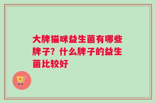 大牌猫咪益生菌有哪些牌子？什么牌子的益生菌比较好