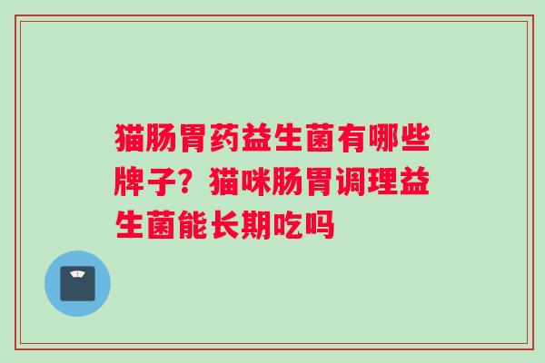 猫肠胃药益生菌有哪些牌子？猫咪肠胃调理益生菌能长期吃吗
