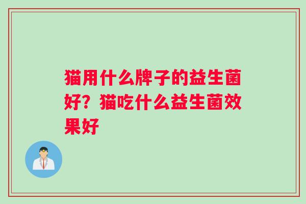 猫用什么牌子的益生菌好?猫吃什么益生菌效果好 猫用什么牌子的益生菌好?猫吃什么益生菌效果好
