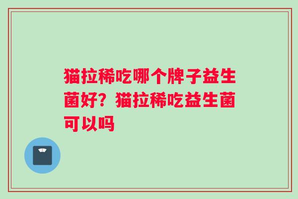 猫拉稀吃哪个牌子益生菌好？猫拉稀吃益生菌可以吗