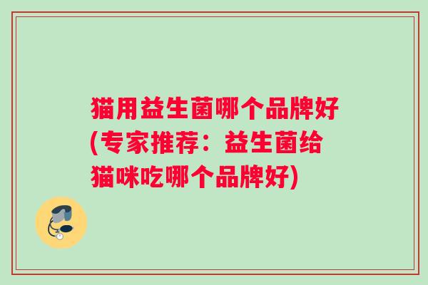 猫用益生菌哪个品牌好(专家推荐：益生菌给猫咪吃哪个品牌好)