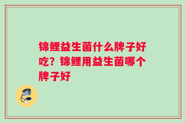 锦鲤益生菌什么牌子好吃？锦鲤用益生菌哪个牌子好