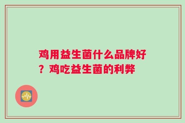 鸡用益生菌什么品牌好？鸡吃益生菌的利弊