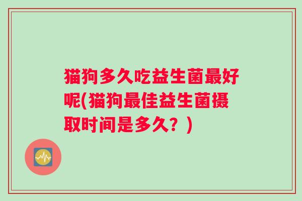 猫狗多久吃益生菌最好呢(猫狗最佳益生菌摄取时间是多久?) 猫狗多久吃益生菌最好呢(猫狗最佳益生菌摄取时间是多久?)