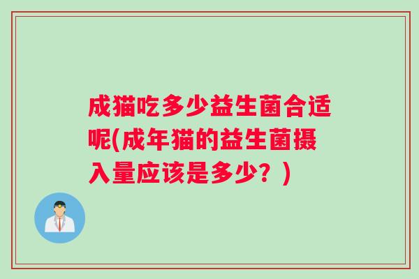成猫吃多少益生菌合适呢(成年猫的益生菌摄入量应该是多少？)