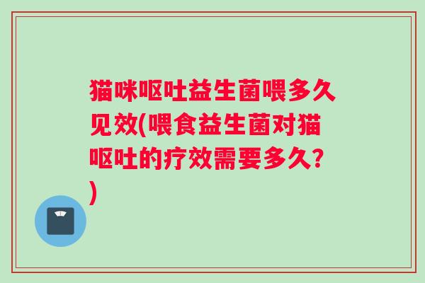 猫咪益生菌喂多久见效(喂食益生菌对猫的疗效需要多久？)
