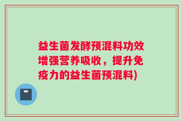 益生菌发酵预混料功效增强营养吸收，提升力的益生菌预混料)