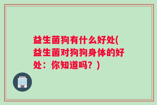 益生菌狗有什么好处(益生菌对狗狗身体的好处：你知道吗？)