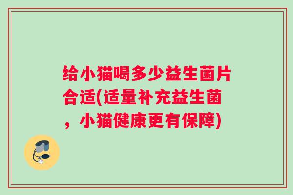 给小猫喝多少益生菌片合适(适量补充益生菌，小猫健康更有保障)