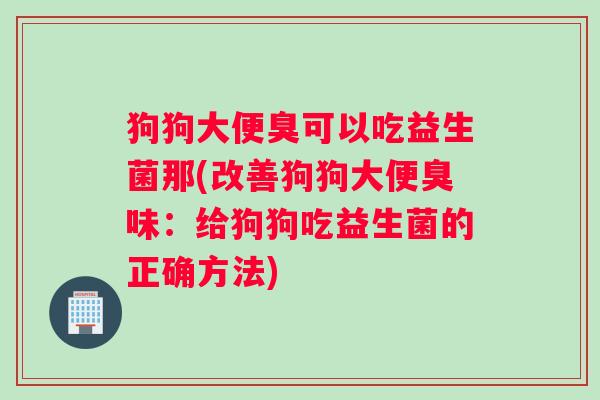 狗狗大便臭可以吃益生菌那(改善狗狗大便臭味：给狗狗吃益生菌的正确方法)