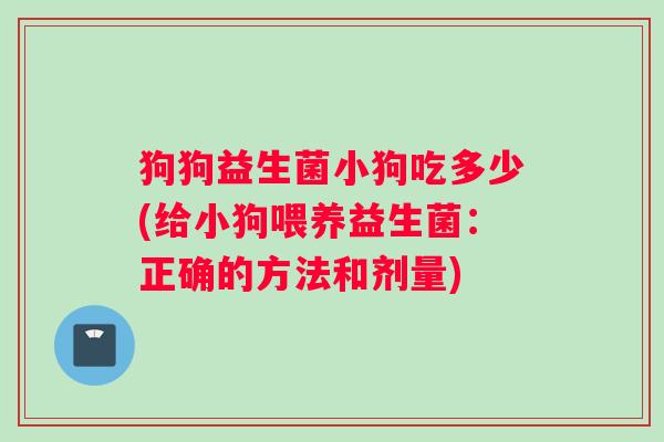 狗狗益生菌小狗吃多少(给小狗喂养益生菌：正确的方法和剂量)