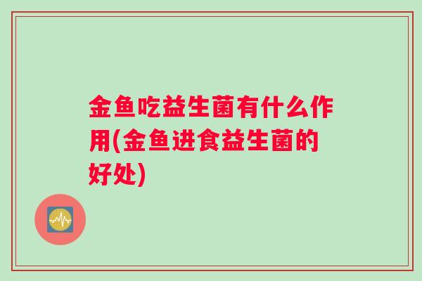 金鱼吃益生菌有什么作用(金鱼进食益生菌的好处)