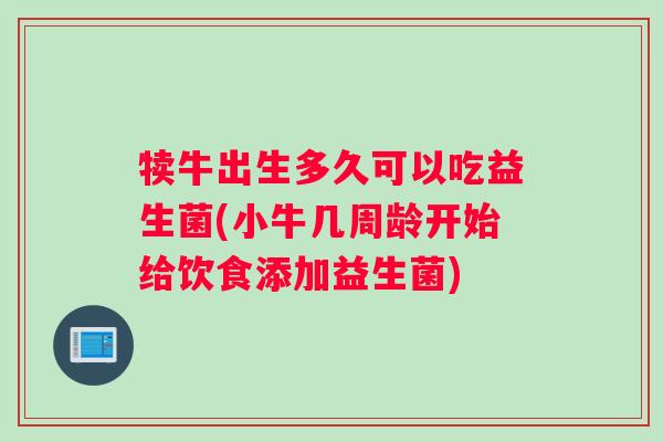 犊牛出生多久可以吃益生菌(小牛几周龄开始给饮食添加益生菌)