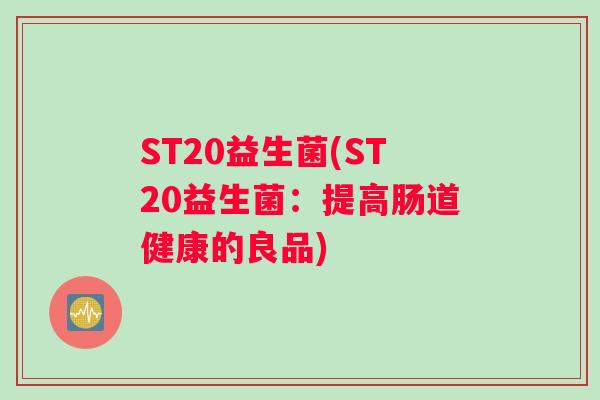 ST20益生菌(ST20益生菌：提高肠道健康的良品)
