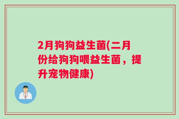 2月狗狗益生菌(二月份给狗狗喂益生菌，提升宠物健康)
