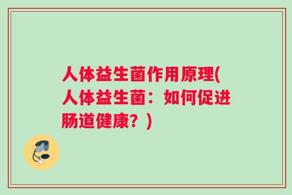 人体益生菌作用原理(人体益生菌：如何促进肠道健康？)