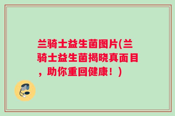 兰骑士益生菌图片(兰骑士益生菌揭晓真面目，助你重回健康！)