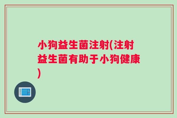小狗益生菌注射(注射益生菌有助于小狗健康)