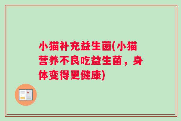 小猫补充益生菌(小猫营养不良吃益生菌，身体变得更健康)