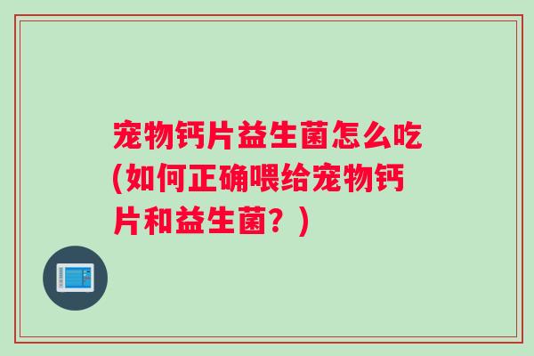 宠物钙片益生菌怎么吃(如何正确喂给宠物钙片和益生菌？)