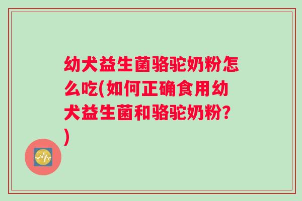 幼犬益生菌骆驼奶粉怎么吃(如何正确食用幼犬益生菌和骆驼奶粉？)