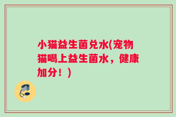 小猫益生菌兑水(宠物猫喝上益生菌水，健康加分！)