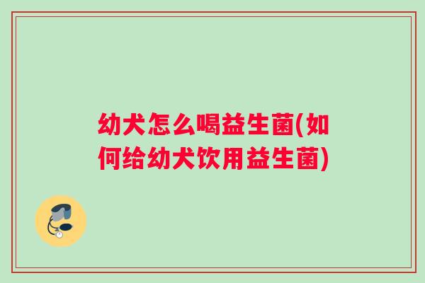 幼犬怎么喝益生菌(如何给幼犬饮用益生菌)