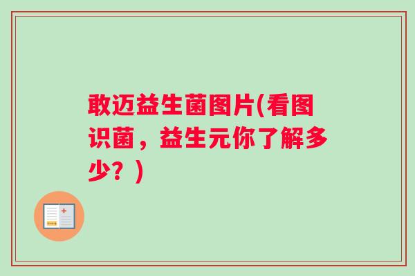 敢迈益生菌图片(看图识菌,益生元你了解多少?) 敢迈益生菌图片(看图识菌,益生元你了解多少?)