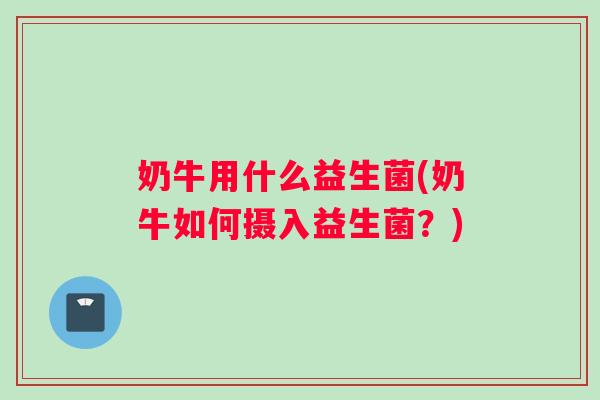 奶牛用什么益生菌(奶牛如何摄入益生菌？)