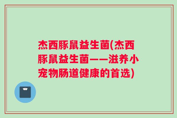 杰西豚鼠益生菌(杰西豚鼠益生菌——滋养小宠物肠道健康的首选)