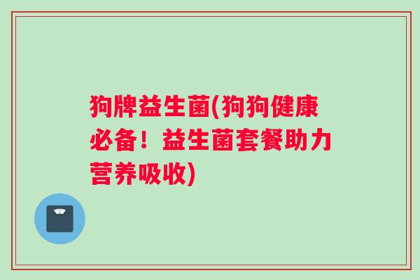 狗牌益生菌(狗狗健康必备！益生菌套餐助力营养吸收)