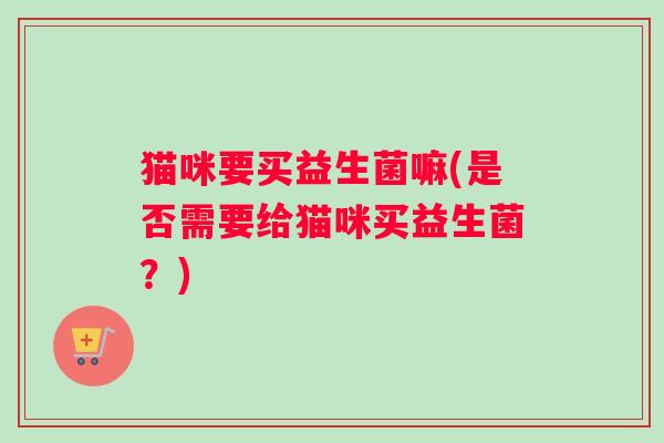 猫咪要买益生菌嘛(是否需要给猫咪买益生菌？)