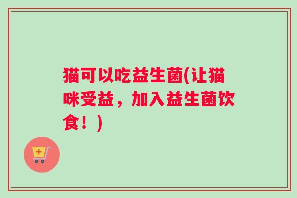 猫可以吃益生菌(让猫咪受益，加入益生菌饮食！)