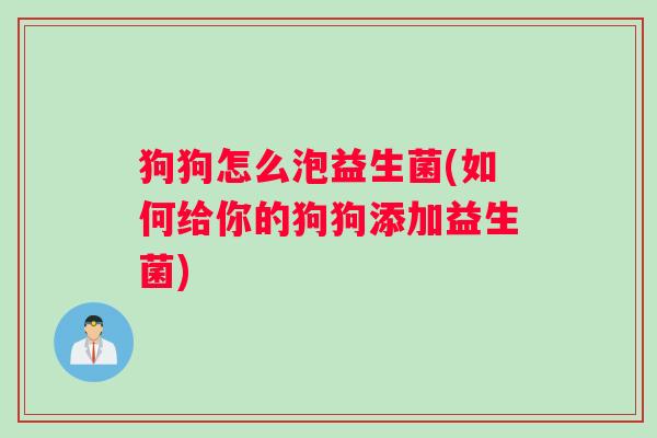 狗狗怎么泡益生菌(如何给你的狗狗添加益生菌)