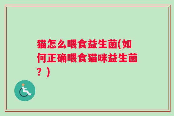 猫怎么喂食益生菌(如何正确喂食猫咪益生菌？)